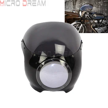 

Cafe Racer Retro Black 5 3/4" Headlight Fairing Smoke Windshield Motorcycle Drag Head Light Mask Screen For Harley Touring Dyna