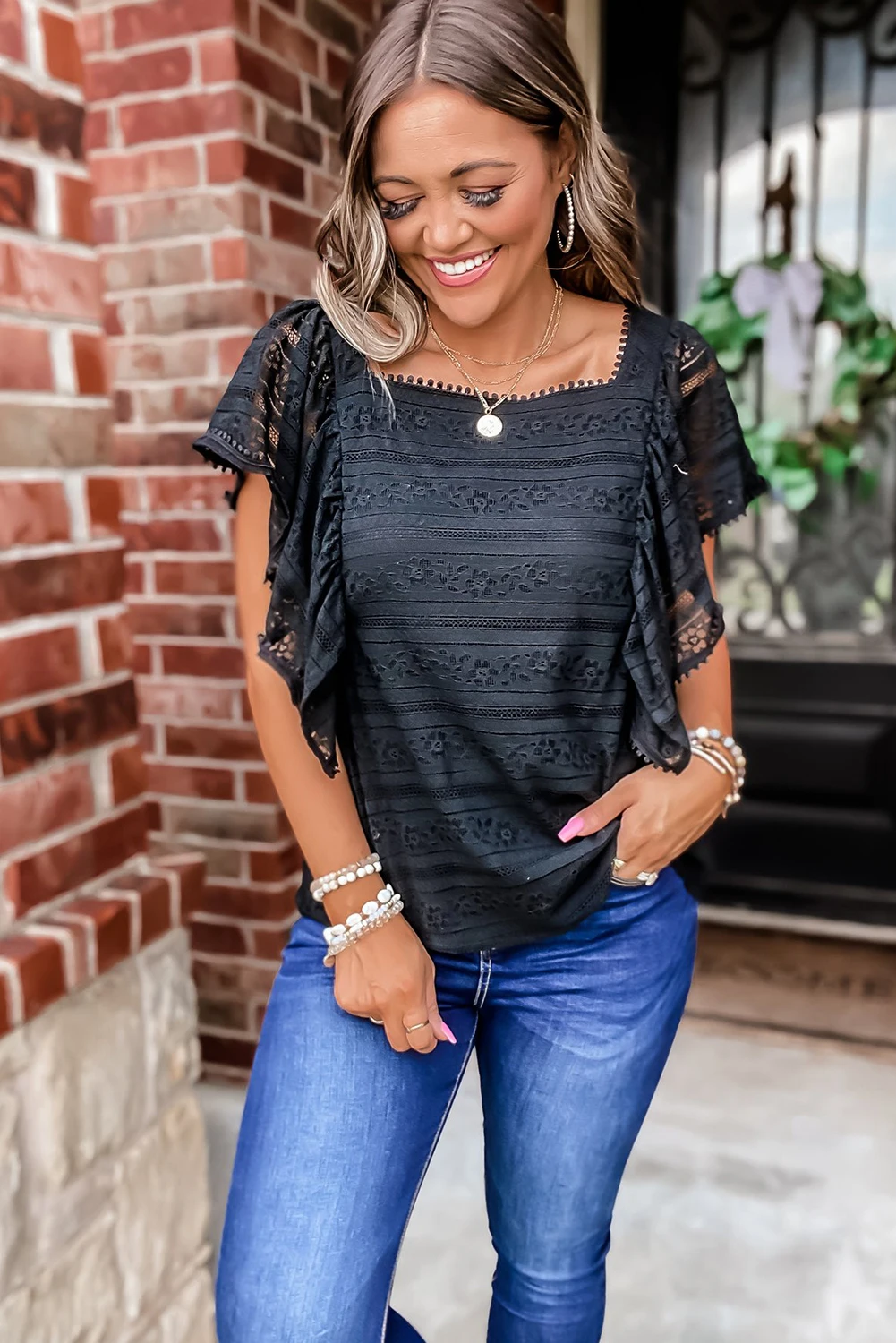 blusa negra encaje outfit