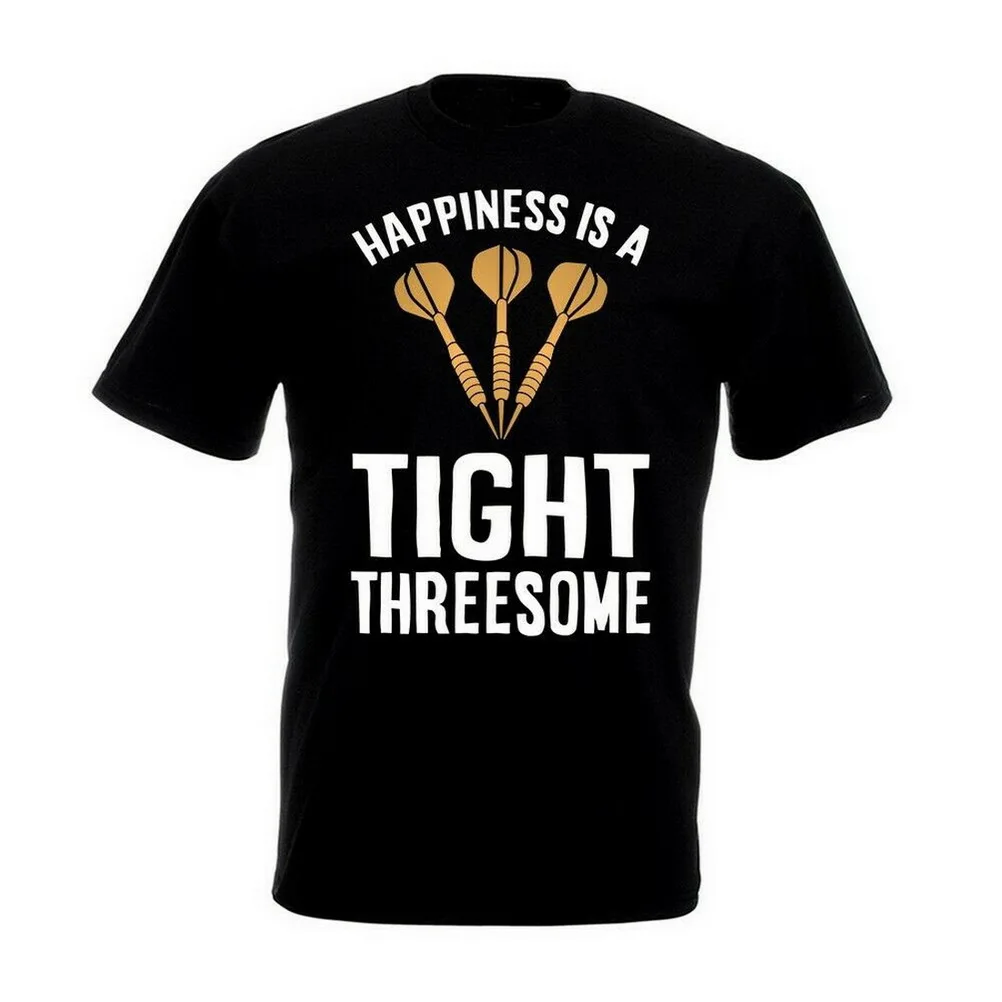 Happiness Is A Tight Three Tops Tee T Shirt Darts Pub Rude Забавный подарок на день рождения Футболка с