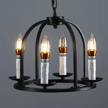 

4 heads American industrial chandelier kitchen suspension light bar living room dining room headlight iron lamp