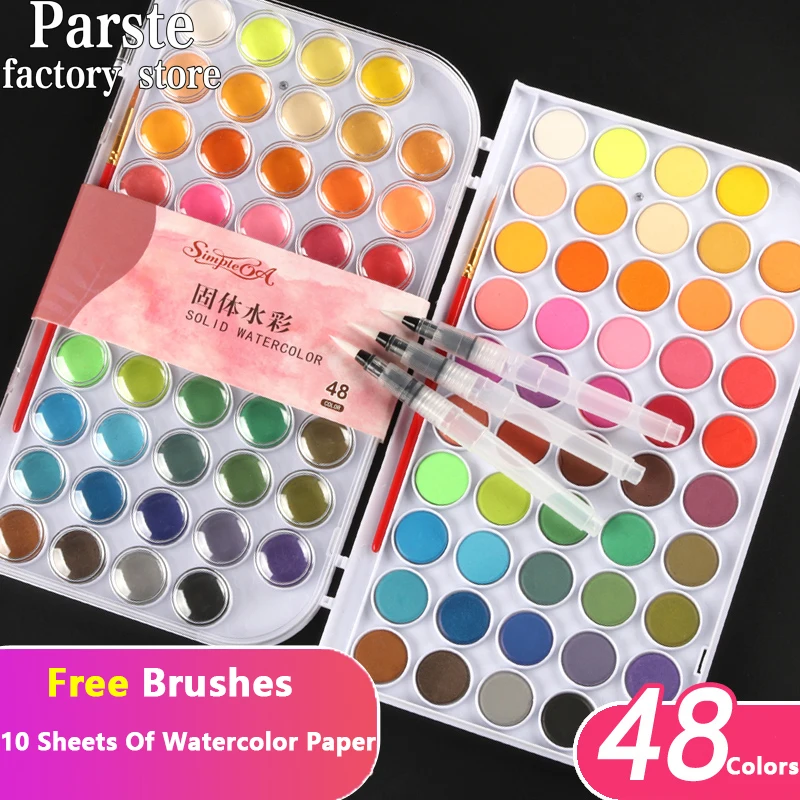 Set di colori ad acquerello solido 16/48 con penna ad acquerello