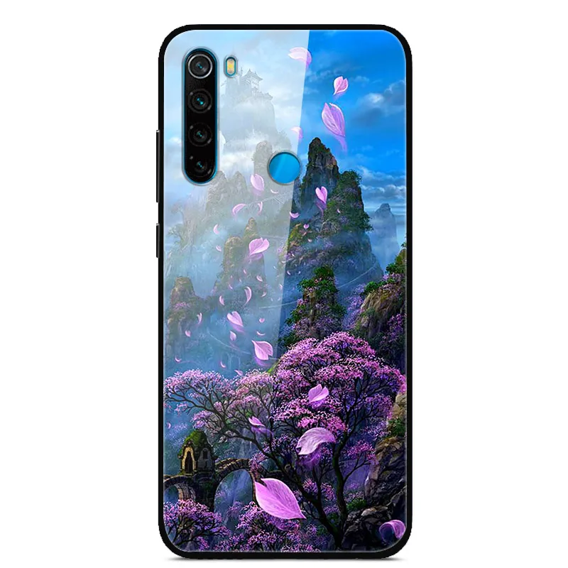 5 Чехол для Redmi note 8 T, жесткая задняя крышка из закаленного стекла для Xiaomi Redmi Note 8 T, защитный чехол для телефона, силиконовый бампер, чехол для Note8T 8 T - Цвет: 5