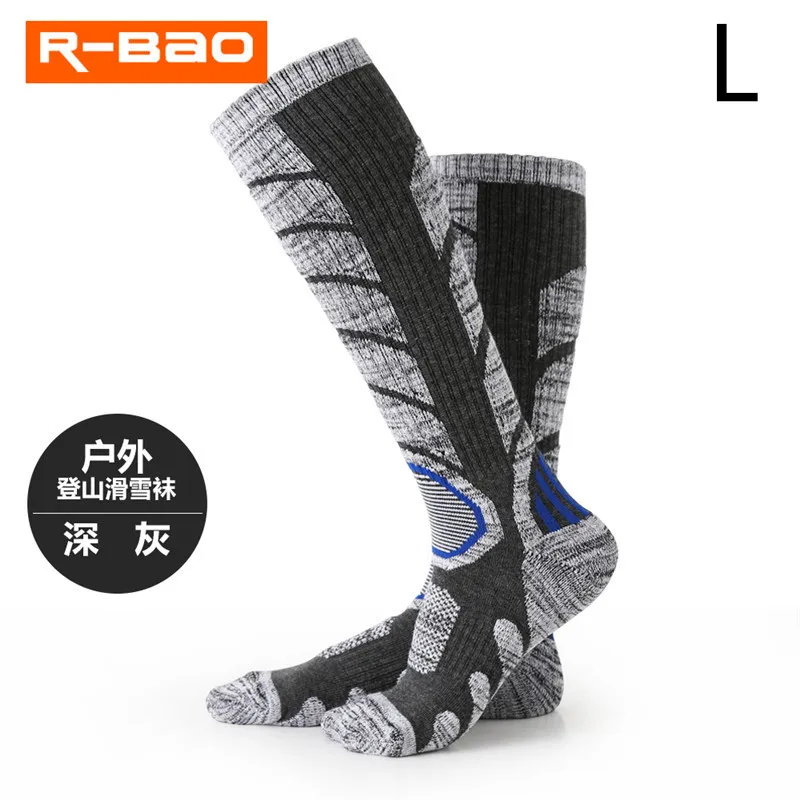 dark gray R-BAO зимние теплые длинные термальные носки Аляска для мужчин и женщин толстые хлопковые уличные спортивные альпинистские походные зимние лыжный носок - Цвет: dark gray