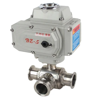 

2-1/2‘’ Sanitary Tri Clamp Pneumatic Ball Valve AC 220V Stainless Steel 304 T Type Electrical Ball Valve DN63MM