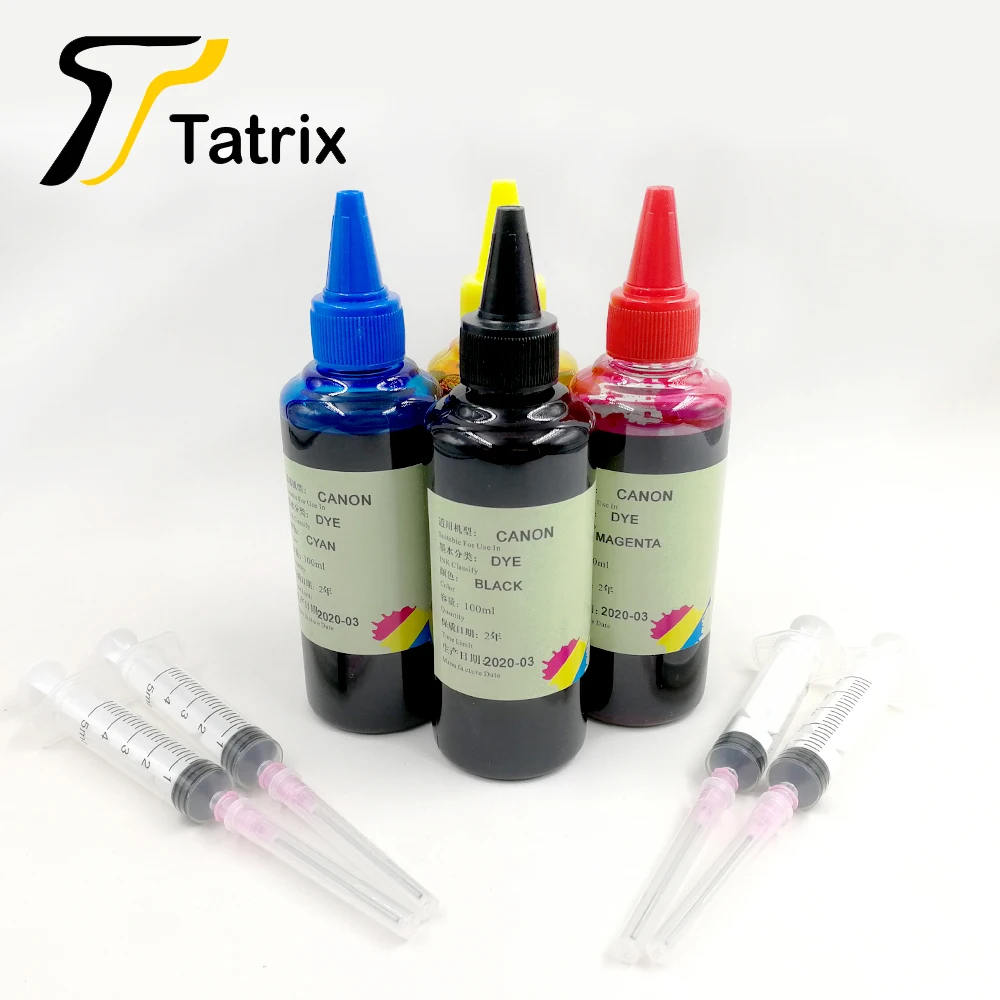 Tatrix 4 bottles 100ML Canon series Refill ink For Canon cartridges , Dye Ink Photo Ink for Desktop / All-in-One printer