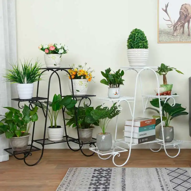 

European Wrought Iron Flower Stand 6 Layers Indoor Multi-story Flower Stand Rack Floor-standing Balcony Flower Pot Shelves