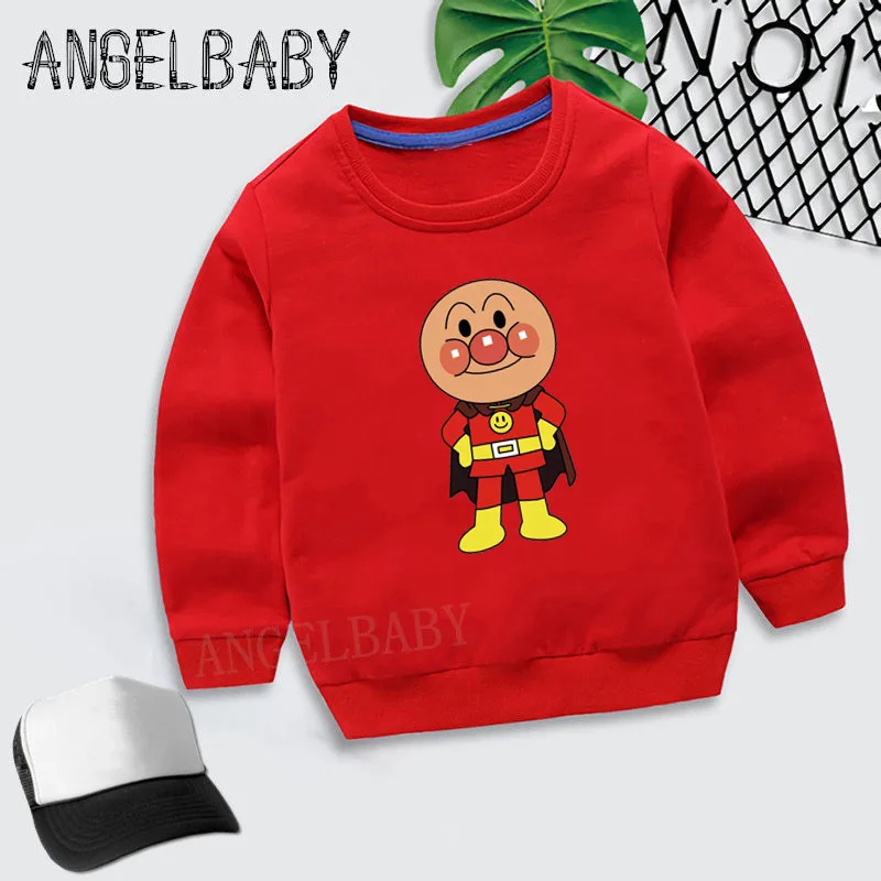 Детские толстовки с капюшоном с принтом «Anpanman»; свитер для мальчиков и девочек; детские осенние Топы; хлопковая одежда для малышей; KYT5254 - Цвет: 5254B-Red