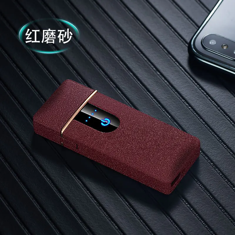 Red Полноэкранная модель сенсорного зондирования электрические зажигалки ветрозащитная электронная сигарета USB Зажигалка беспламенная перезаряжаемая зажигалка - Цвет: Red