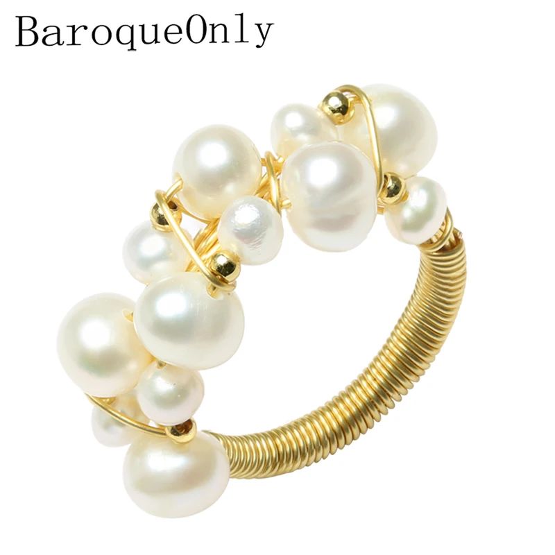 Винтажное кольцо BarqueOnly14k с жемчужинами ручной работы овальным натуральным