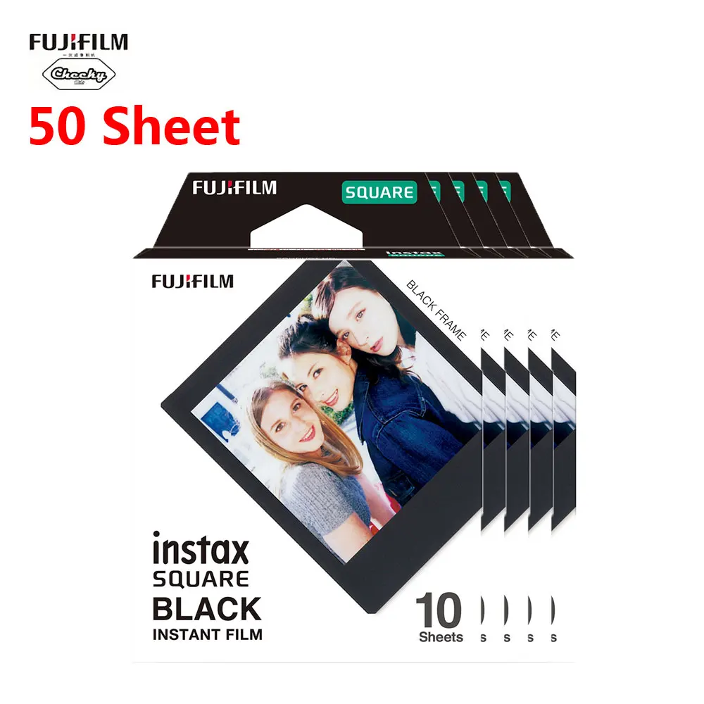 Оригинальная пленка Fujifilm Instax Mini 10-80 лист мини черная мгновенная пленка для камеры Instax Mini квадратная SQ20 SQ10 SQ6 фотобумага - Цвет: 50 Sheets