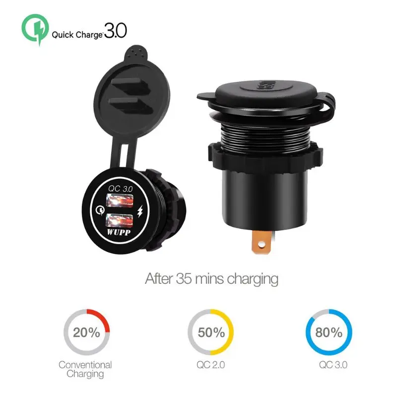 Водонепроницаемый двойной QC 3,0 USB быстрое зарядное устройство розетка со светодиодной подсветкой для автомобиля лодка морской RV мотоцикл мобильный телефон
