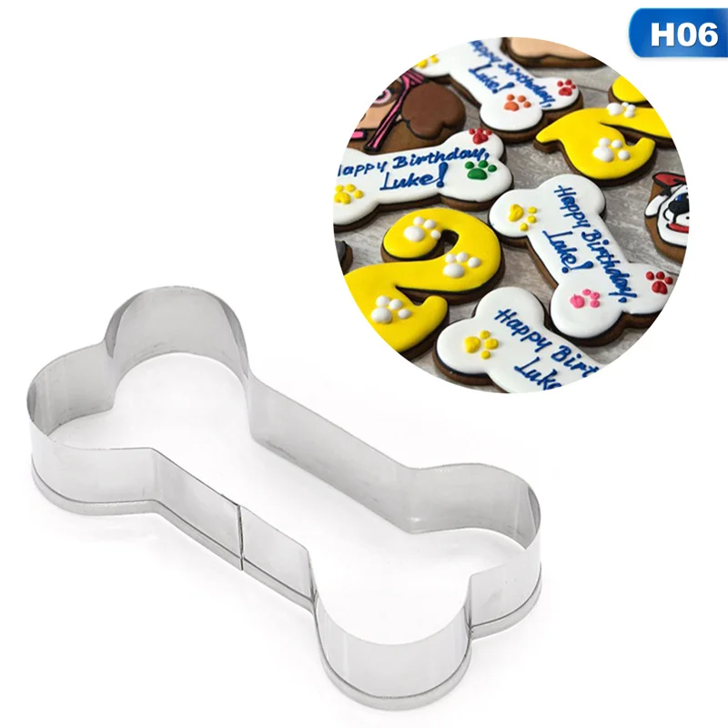 3pcs Stainless Steel Animal Pet Bone Cookie Cutter Mold 3D Sugarcraft Pastry Biscuit Fondant Cake Baking Mold DIY Decorating