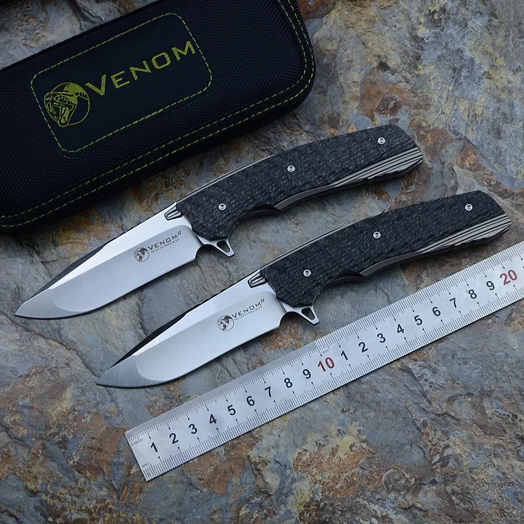 Складной нож Venom 2 M390 лезвие из титанового сплава + углеродного волокна