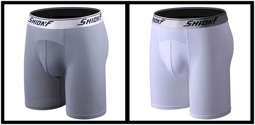 Shionf, 2 шт, прозрачные, опт, высококачественный Молодежный, мужские боксеры, шелк льда, длинные, дышащие, сексуальные, мягкие, боксерские шорты для спорта - Color: 1G 1W