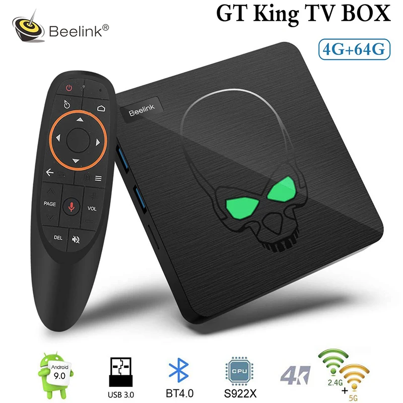 ТВ-приставка Beelink GT-King Android 9 0 Amlogic S922X GT King 4G DDR4 64G EMMC Smart tv BOX 2 + 5G Dual wifi 1000M LAN с 4K |