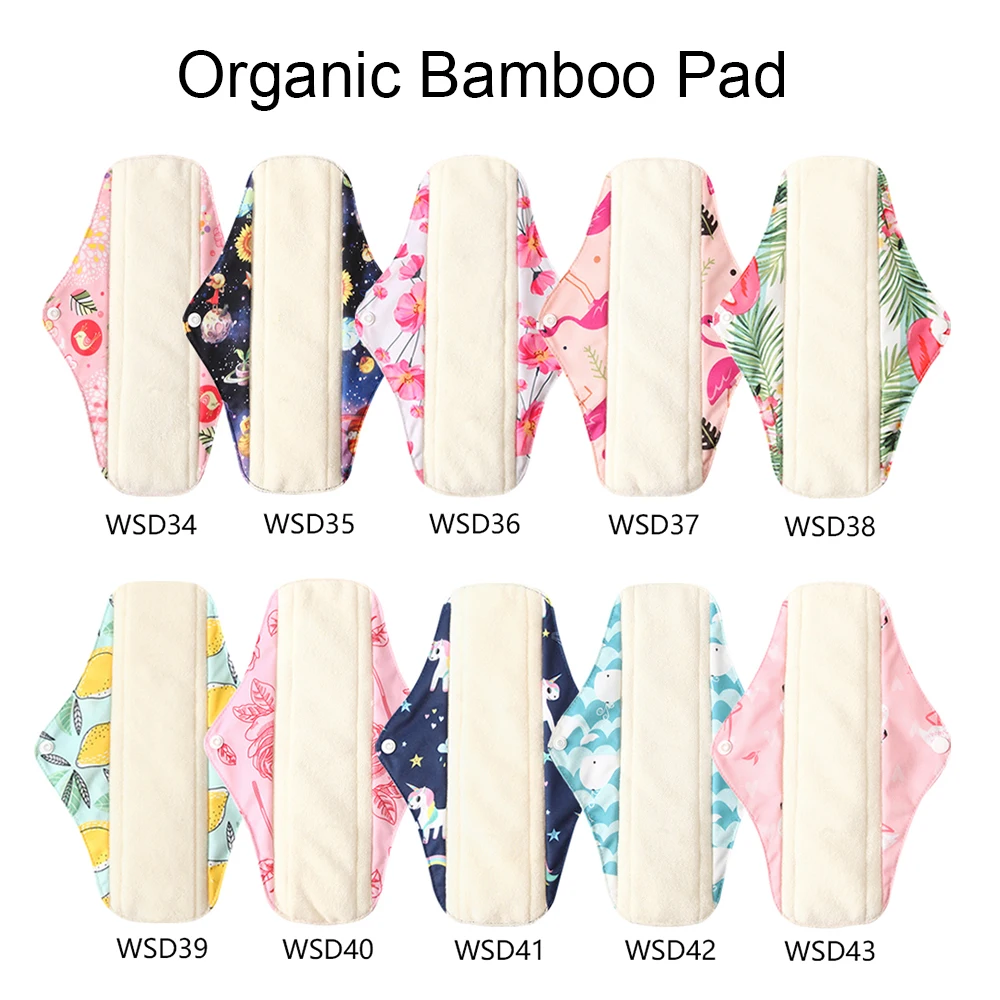 Washable Women Sanitary Pad Menstrual Napkins Pads Bamboo Charcoal Day Pad Flamingo Print Women Menstrual Feminine Pad Size M