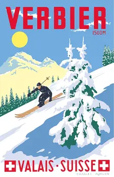 

VERBIER Seaview Mountain View Switzerland Travel Series Vintage Poster Decorative Wall Art Home Posters Decor