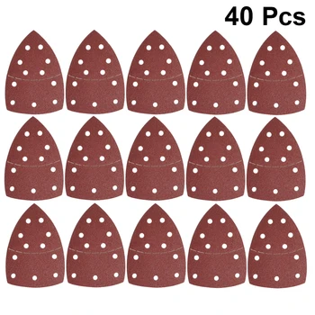 

40pcs 11 Hole Self-Adhesive Sandpaper Triangle Sander Paper Hook Loop Sanding Disc Abrasive Tools For Polishing 40/60/80/120/180