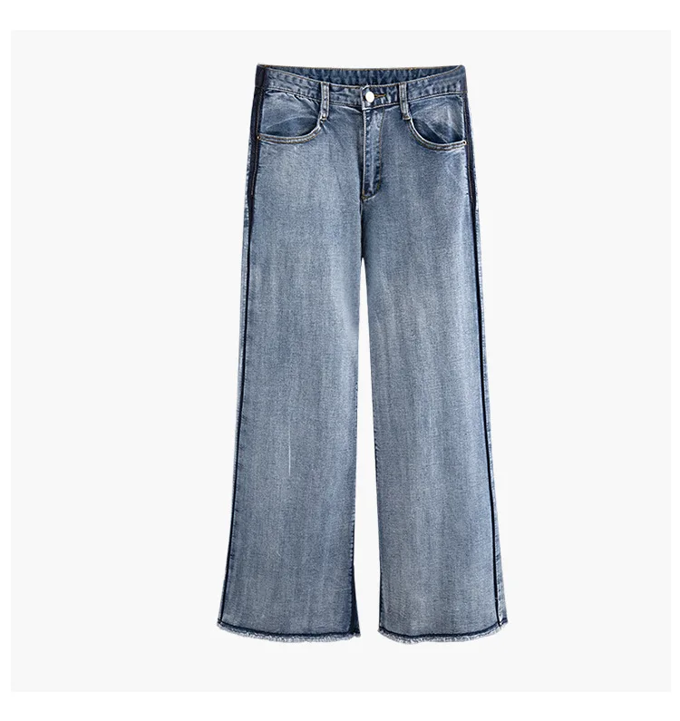 Синий New Women Jeans Wide Leg Pants Female Fashion Denim Pants Trouses - Цвет: Синий
