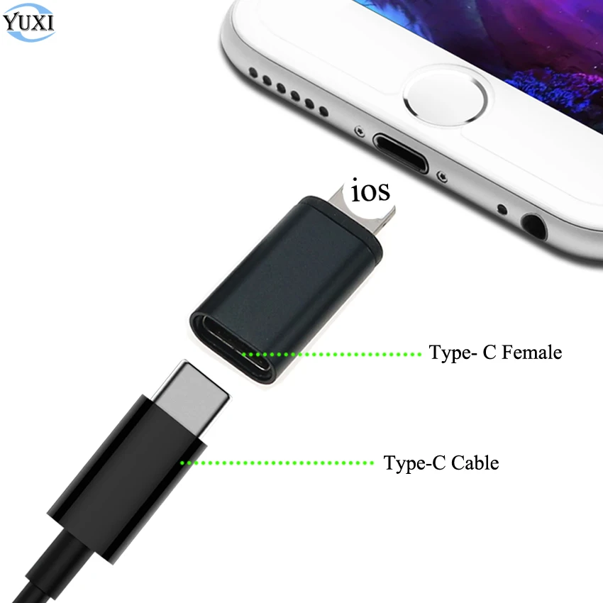 YuXi USB C Female to IOS Male Adapter for iphone X XR XS Max 8 7 6 6S Plus Type-c To 8pin Charging Sync Charger Cable Converter