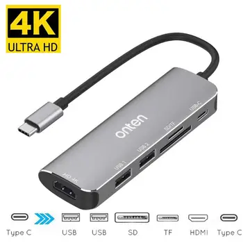 

Wholesale 6 in 1 Multi Type C TO HDMI 4K USB 3.0 HUB USB C To TF SD Card Reader PD Charging Adapter For Macbook Samsung S8/9