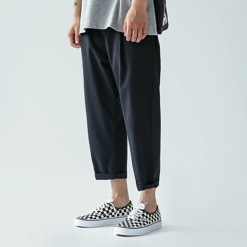 Nine-minute Pants Men's Fashionable Broad-legged Pants Straight Cylinder Loose Summer Thin Japanese Casual Pants