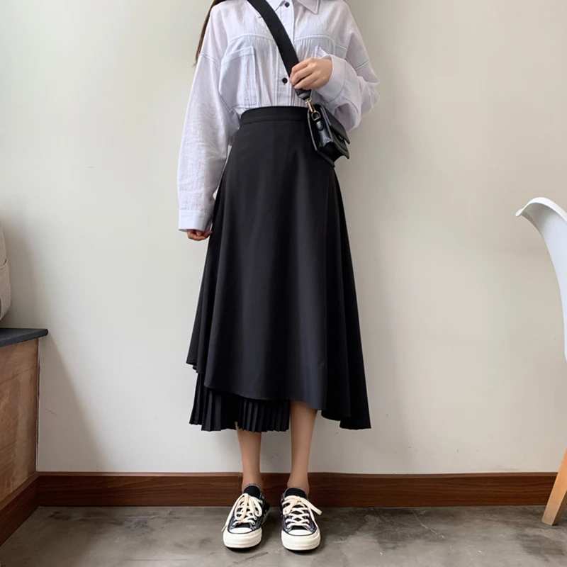 casual faldas mujer moda black spring autumn Harajuku fashion brandstyle long High waist skirts Women's Clothing skirts new