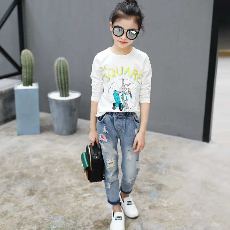 High Quality Children Ripped Hole Casual Jeans Pants New Spring Autumn Kids Broken Denim Trousers For Baby Boy Girl 3-10T