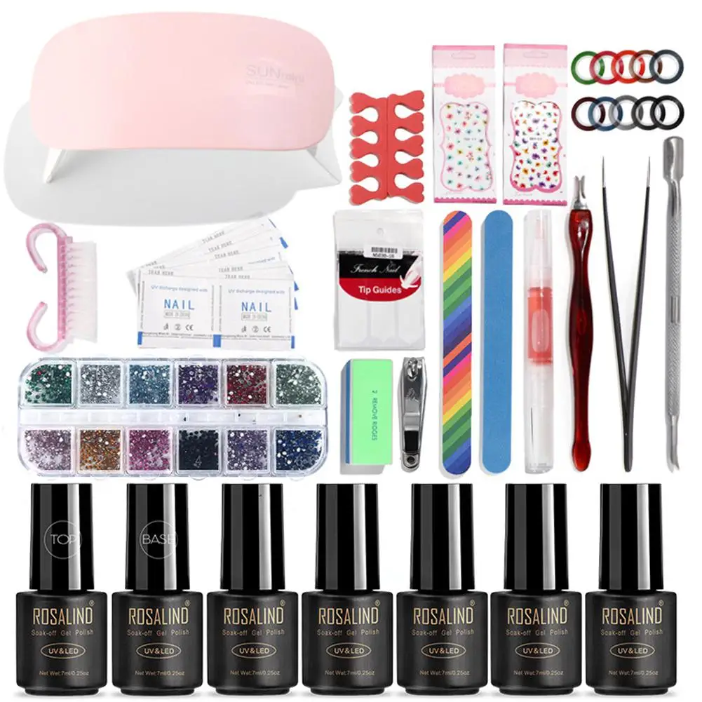 Яркий гламурный портативный набор для маникюра и педикюра, набор для полировки ногтей, осветительный набор для ногтей