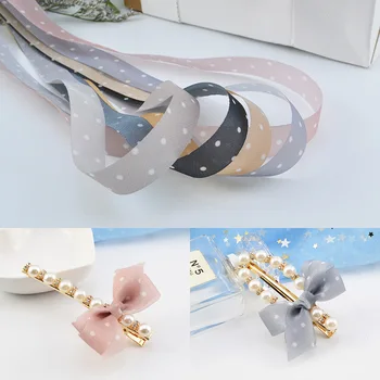 

1.5 Centimeter Korean-style Ribbon Handmade DIY Hair Accessories Accessories Jade Dotted Bow Material Online Celebrity Barrettes