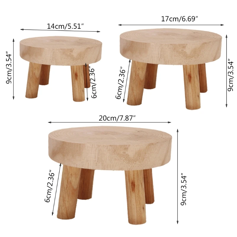 Plant Stand Wooden Flower Shelf Solid Wood Round Bench Flower Pot Holder Plant Succulent Flower Pot Base Display Stand Stool Home Garden Patio Decor