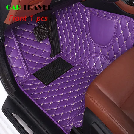 Purple 1 pcs Кожаный пользовательский автомобильный коврик для Citroen c4 c5 c2 c3 c6 слив C-Quatre/Triomphe Elysee Picasso автомобильные аксессуары для стайлинга автомобилей - Название цвета: Purple 1 pcs