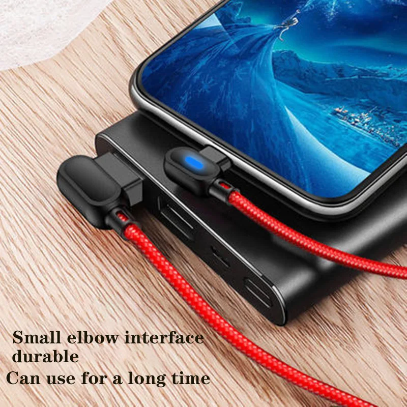 Micro USB Cable 2 4A Fast Charger USB Cord 90 degree elbow Nylon Braided Data Cable 1