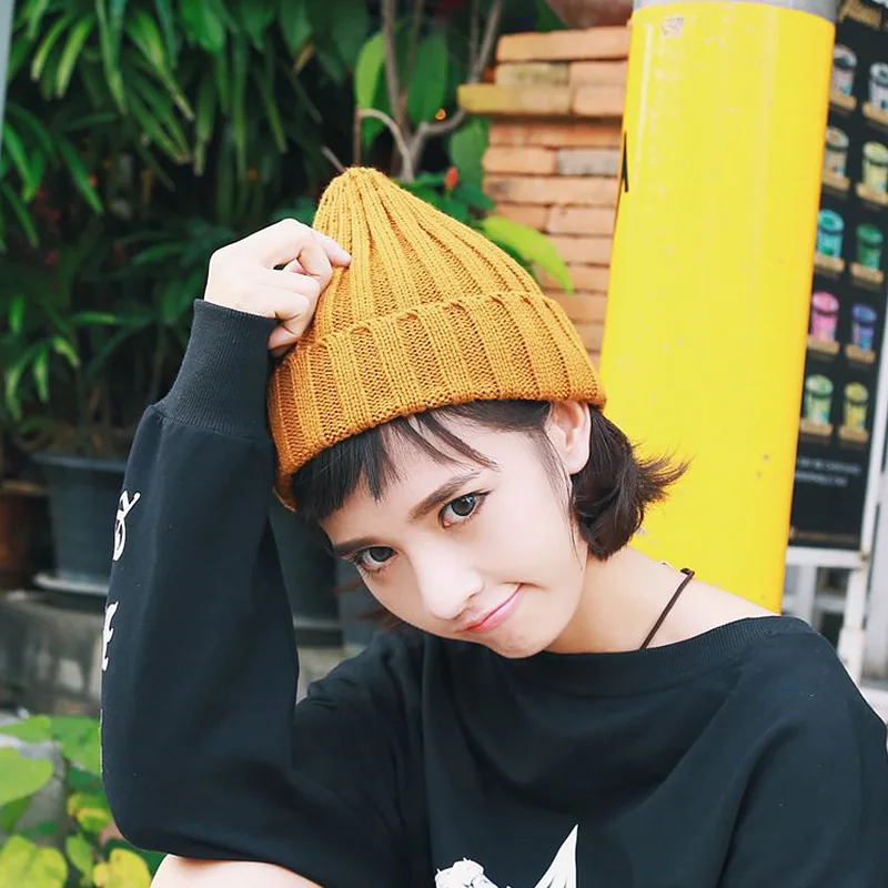 Однотонные теплые мягкие вязаные шапки, мужские зимние шапки, женские шапки Skullies Beanies для девочек, женские шапки унисекс из смешанного хлопка