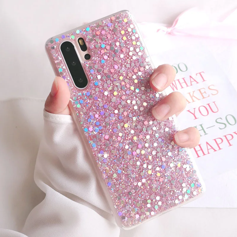 Pink LOVECOM блестящий чехол для телефона для huawei P30 P20 Pro Lite mate 20 Lite Honor 8X 20X Nova 5i мягкая эпоксидная задняя крышка на весь корпус подарок - Цвет: Pink