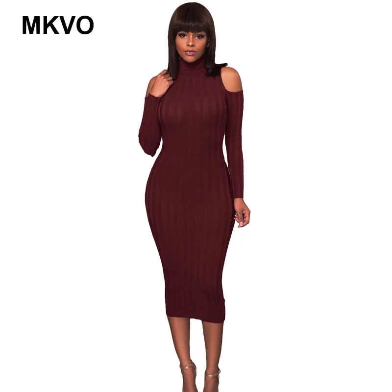 GETADME Talenza Women's Knitted Dress Solid High Waisted Long Sleeve Sweater Bottoming Dress Fall Office Lady Women A-Line Dress Vestido