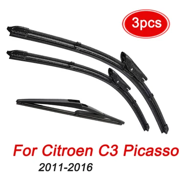 

MIDOON Wiper Front & Rear Wiper Blades For Citroen C3 Picasso 2011 2012 2013 2014 2015 2016 Windshield Windscreen 24"+16"+11"