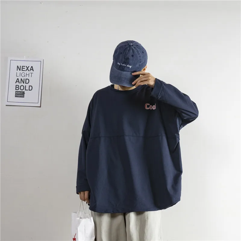 2019 Spring And Summer Men's New Casual Letter Pattern Printing Long-sleeved Round Neck T Shirt Loose Temperament Trend Cotton 2019 Spring And Summer Men's New Casual Letter Pattern Printing Long-sleeved Round Neck T Shirt Loose Temperament Trend Cotton
