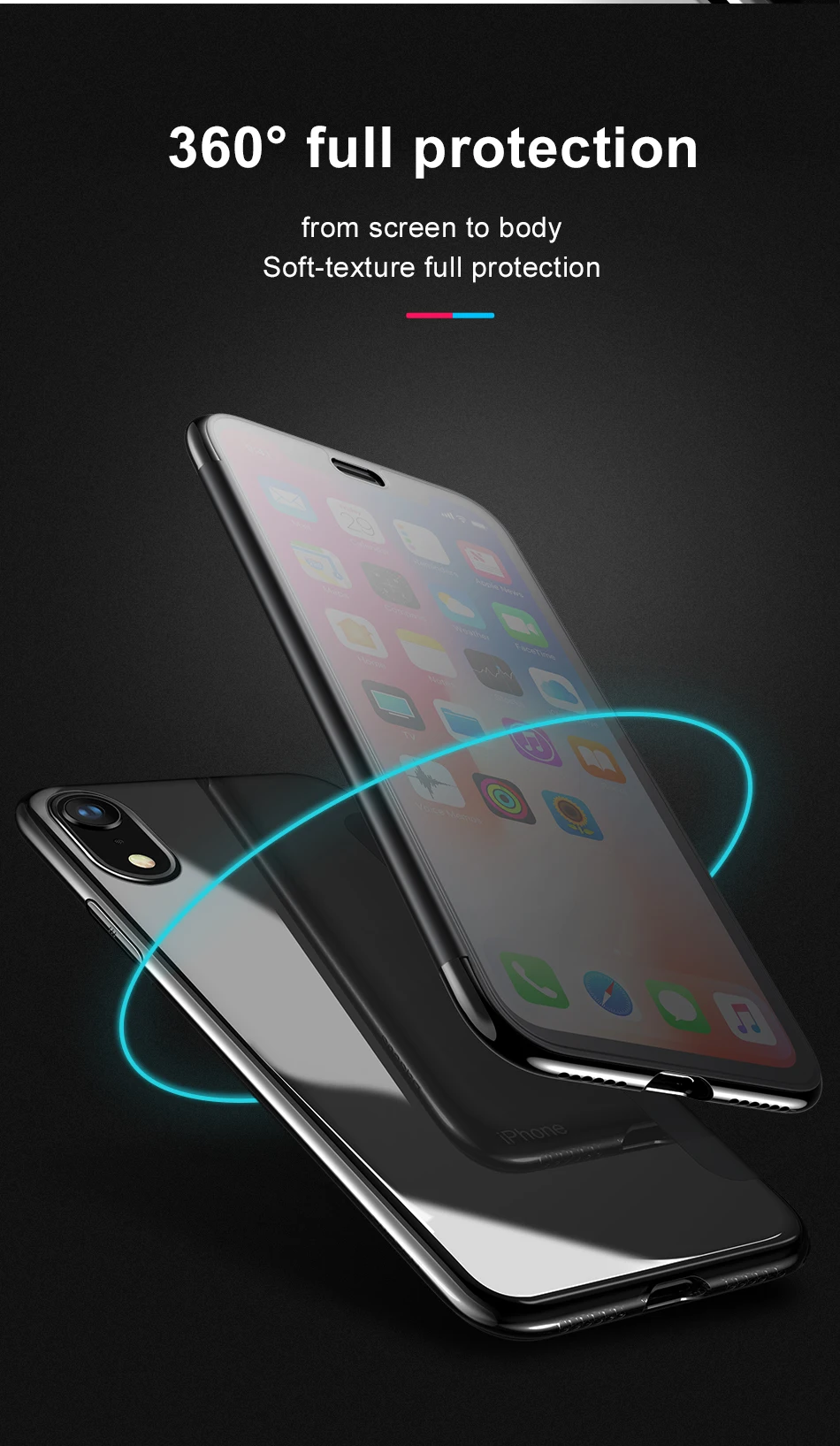 Baseus, ультра тонкий чехол для iPhone XS Max XS XR, чехол со стеклянной защитой экрана, мягкий термополиуретановый сенсорный чехол для телефона