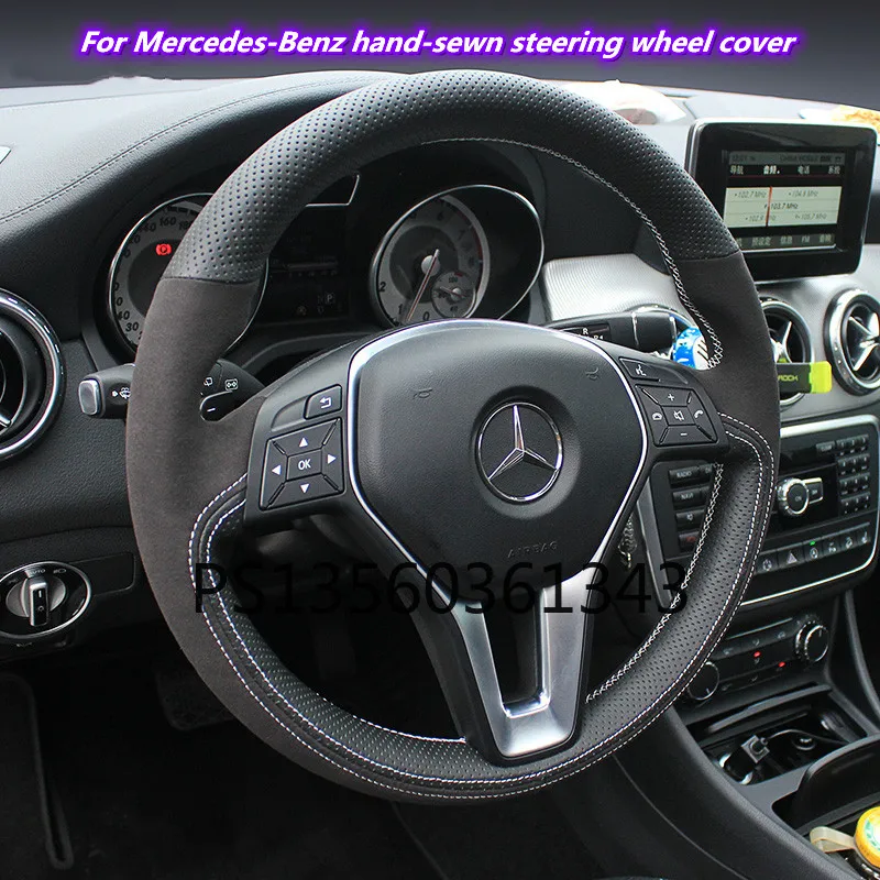 

For Mercedes-Benz C-Class E-Class A-Class G-Class S-Class AMG GLE GLC GLS GLB GLA Hand-sewn leather steering wheel cover