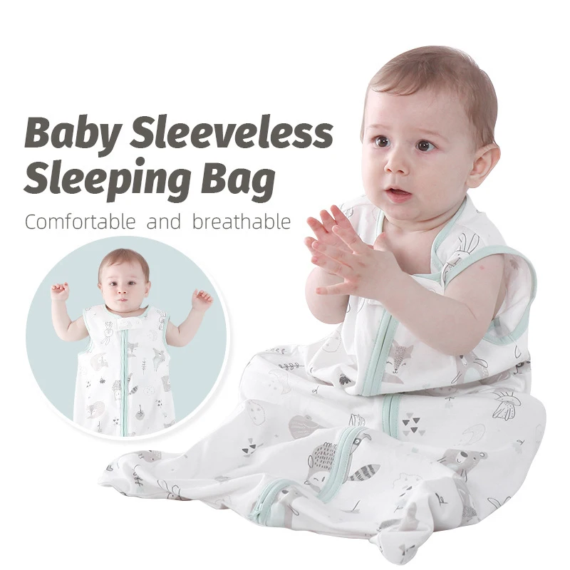 Sac de couchage pour bébé, sac de couchage sans manches en coton unisexe pour  bébés Couverture portable 100% coton Swaddle Transition Sleeping Bag