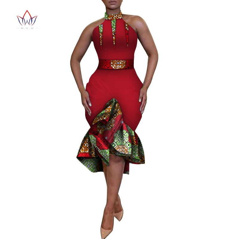 Вечерние платья в африканском стиле для женщин с принтом Дашики Bazin Riche платья до колен без рукавов Vestidos Женская африканская одежда WY5193 - Цвет: 6