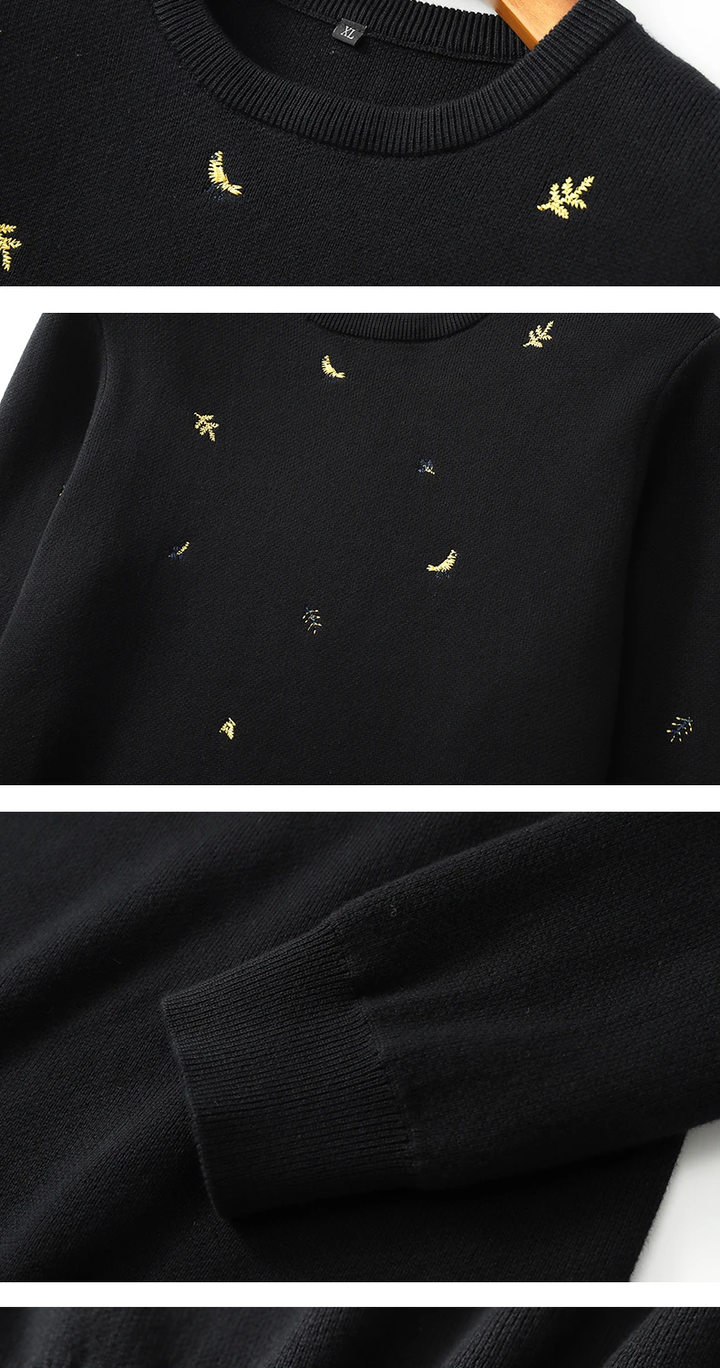 Y&CHIC осень и зима мужской толстый длинный рукав вышивка хлопок Crewneck пуловер свитер