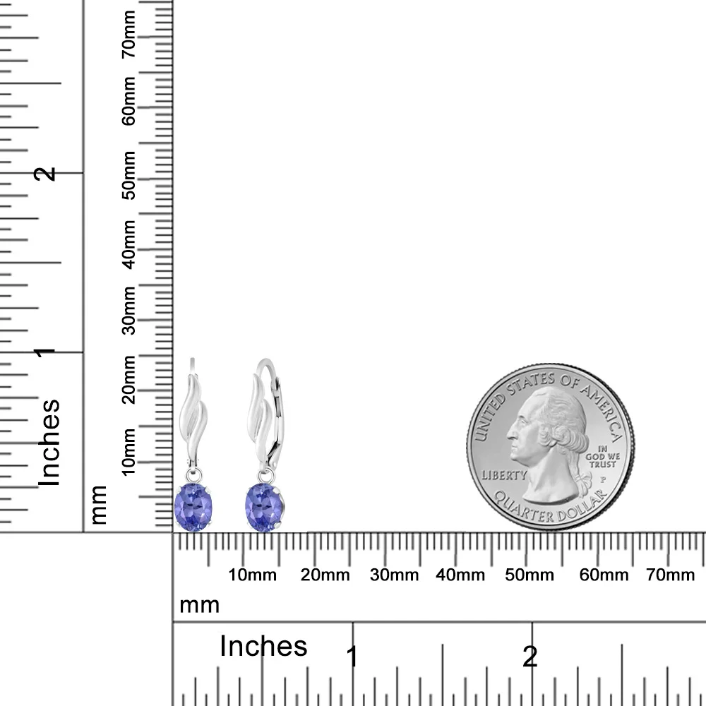 1,50 Ct Овальные Синие Танзанит 925 пробы серебряные серьги