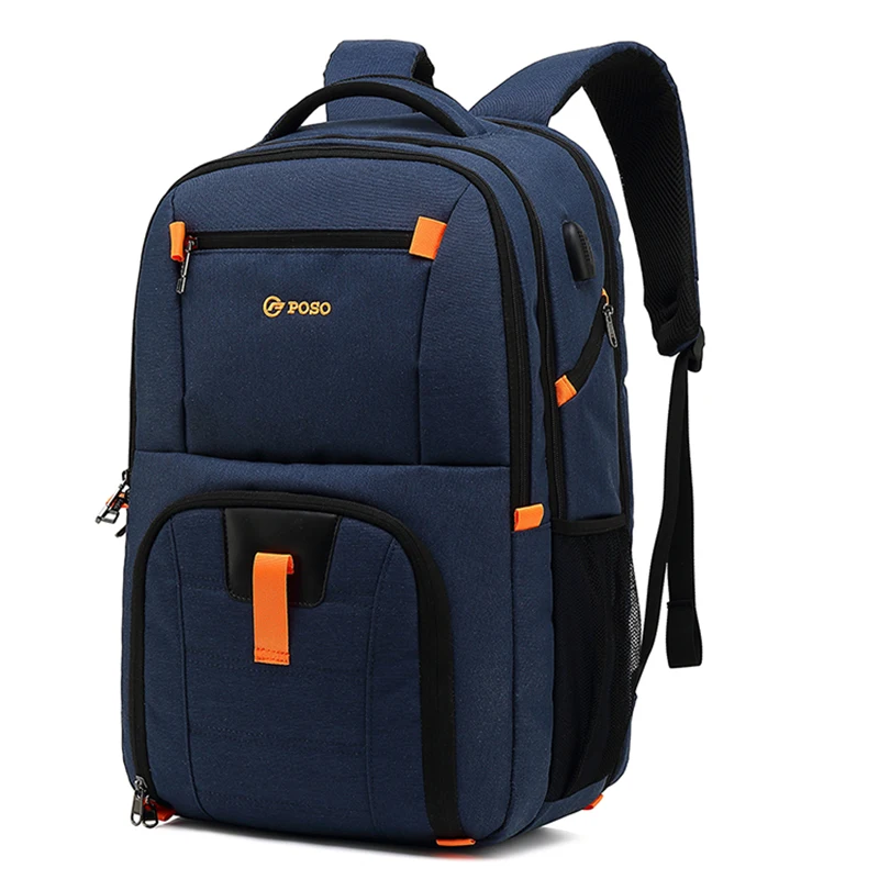 POSO usb зарядка ноутбук мужской рюкзак для ноутбука сумка для компьютера 17-17,3 дюймов большой водонепроницаемый мужской школьный рюкзак для мальчиков-подростков