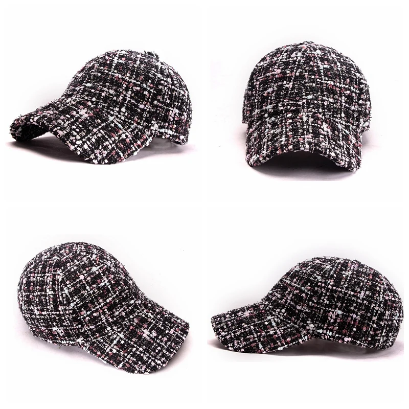 

Men Women Wool Blend Hat Winter Plaid Retro Snapback Cap Running Hat Outdoor Sport Gym Warm Thickened Baseball Cap