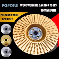 Ensemble de 3 meules de 16mm, pour le travail du bois, la gravure, la roue de polissage, le plateau tournant, pour meuleuse d'angle, outil de meulage rotatif 