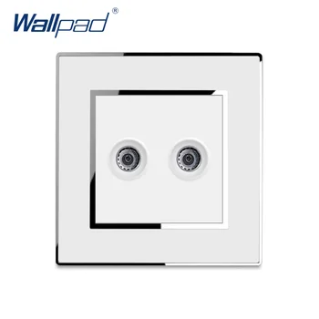 

2 TV Socket Wallpad Luxury Wall Electric Phone Dural Cable Television Outlet Mirror Acrylic Panel Weak Electricity Sockets