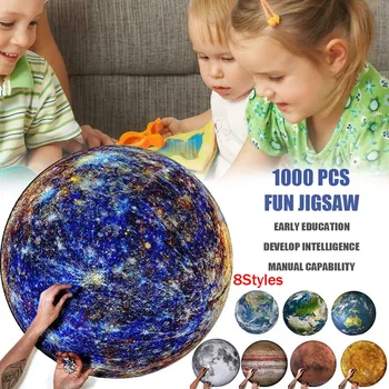 

1000 Pieces Round Puzzle Moon/ Earth Puzzle Adult Kids Reduces Pression Planets Puzzle Toys Dropshipping Home Decor