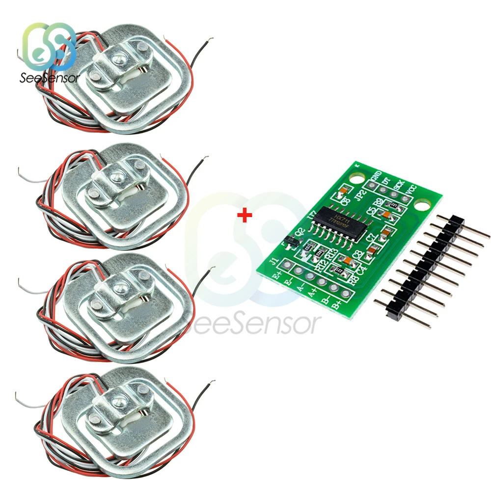 

4Pcs 50kg Human Scale Body Load Cell Weight Sensor +HX711 AD Module Weighing Sensor Pressure Sensors Measurement Tools